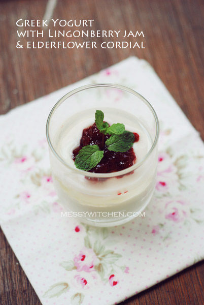 Greek Yogurt With Lingonberry Jam & Elderflower Cordial